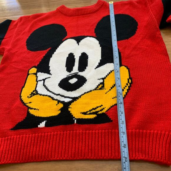 Vintage Red Mickey Face Crewneck Sweater ~ Medium Mickey and Co - Picture 8 of 13
